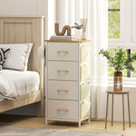 Commode 4 tiroirs en tissu, meuble de rangement avec 4 poches, 2 crochets, structure en acier, 45 x 30 x 94,5 cm, beige