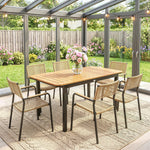 Table de Jardin 6 Personnes Rectangulaire en Bois Composite Cadre en Métal et Plateau à Lattes 127x70cm Marron