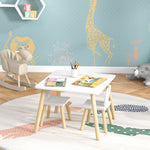 Ensemble table et 2 chaises enfant design scandinave motif oreille de lapin bois pin blanc
