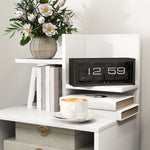 Comodino con cassetto, nicchia e ripiani portaoggetti effetto legno 45 x 35 x 73 cm bianco