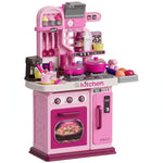 Cuisine enfant accessoires 33 PCS jouet d'imitation pour enfant dinette enfant 3-6 ans lumières et sons réalistes rose