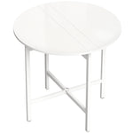 Tavolo da pranzo pieghevole, tavolo da cucina rotondo Ø 80 cm per 4 persone con 2 ribalte, gambe in acciaio, bianco