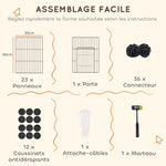 Enclos pour animaux parc pour petits animaux modulable 24 panneaux pour lapins grillagés en acier 120 x 60 x 80 cm noir