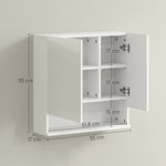 Armoire murale miroir de salle de bain placard de rangement 2 portes 55 x 17 x 55 cm blanc