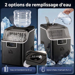 Macchina per il ghiaccio, 20 kg in 24h, 24 cubetti in 14-18 min, ice maker con funzione autopulente, 25,2x36x37,1cm, nero