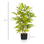 Bambou artificiel plantes artificielles hauteur 60 cm - tronc branches lichen feuilles grand réalisme pot inclus