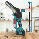 Mini tronçonneuse à batterie 8 pouces 6000mAh 580W élagueuse sans fil pour branches et jardin perche télescopique bleu