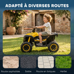 Quad électrique enfant 12 V, voiture électrique enfants 2 moteurs 2 vitesses 3-6 km/h, phares LED, klaxon, pour enfant de 3 à 5 ans, poignée et selle ergonomique, jaune