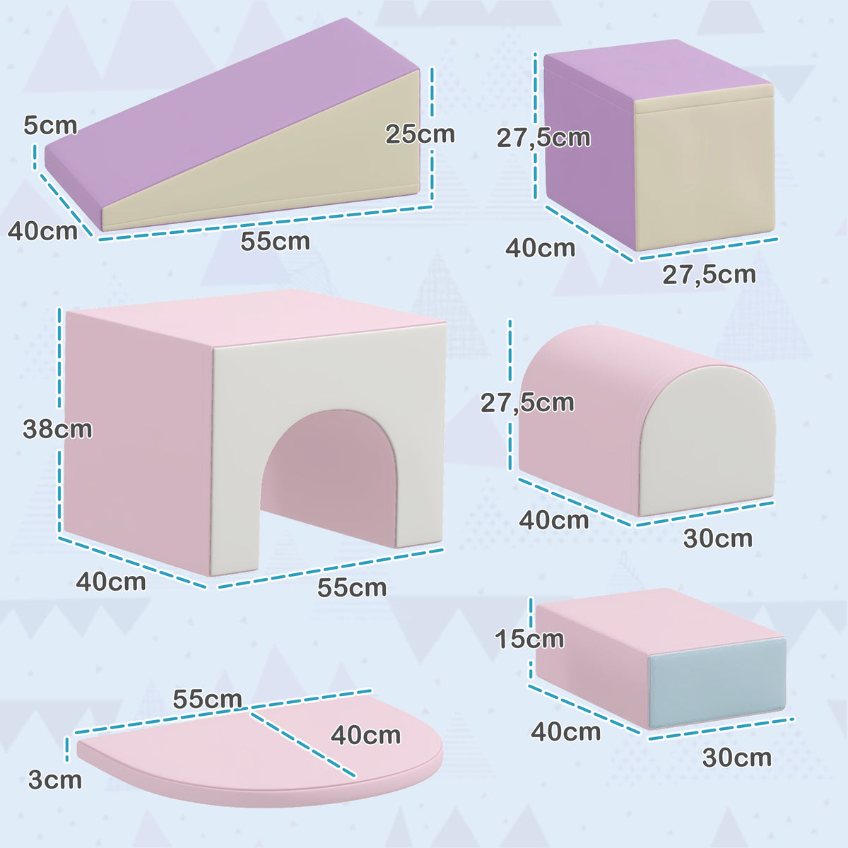 7PCS Module motricité bébé parcours motricité bébé en mousse EPE pour enfants d'âge préscolaire, multicolore