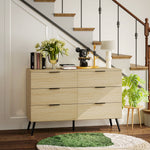 Commode 6 tiroirs Commode moderne pour chambre à coucher avec design anti-basculement 110L x 40l x 75H cm Aspect bois