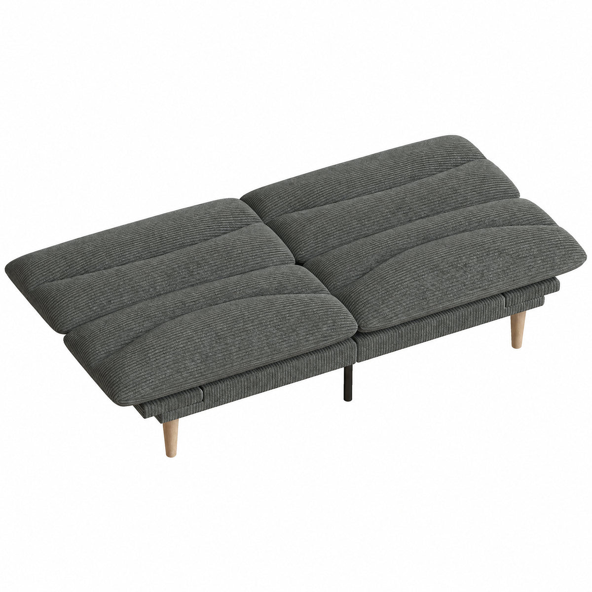 Sofá cama convertible de 2 plazas 3 en 1, sofá cama tipo clic-clac de pana de 193 cm, respaldo y reposabrazos ajustables, gris