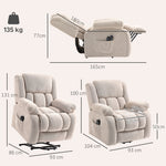Fauteuil releveur électrique massage et chauffage avec repose-pied, dossier inclinable, télécommande et poche latérale