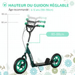 Haurrentzako patinetea, gurpil handiak, 6 urtetik 12 urtera, altuera erregulagarria, atzeko balazta, euskarria, berdea