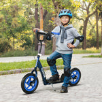 Trottinette patinette scooter enfant grandes roues de 6 à 12 ans hauteur réglable frein arrière béquille bleu