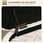 Banc de rangement, banc coffre de rangement en tissu bouclette avec couvercle relevable et pieds en acier, crème