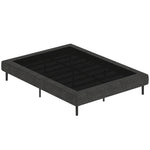 Sommier Tapissier 140x190 cm, Cadre de Lit avec Revêtement en Chenille, 10 Lattes Bois, 9 Pieds Stables, Gris