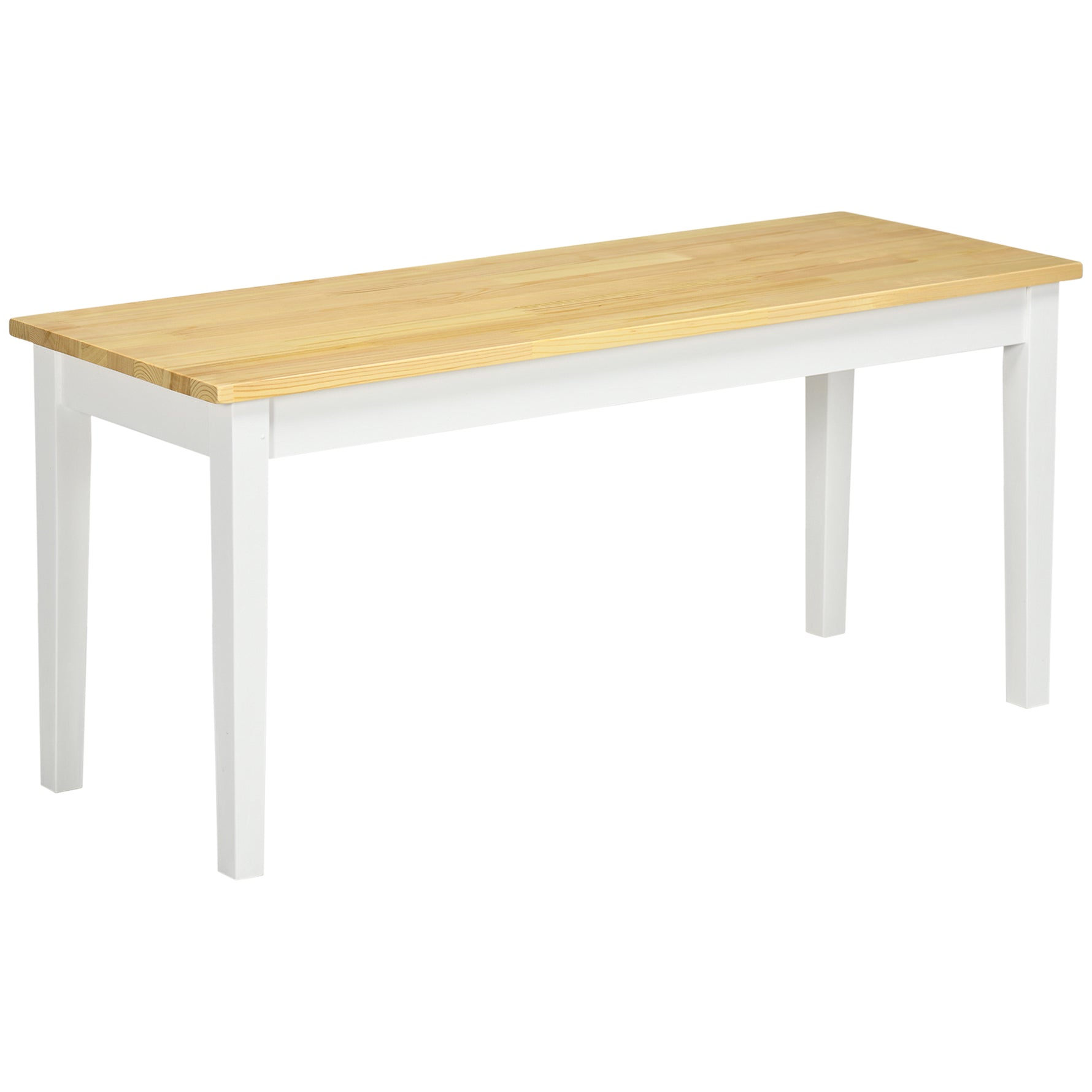 Banc en bois pour 2 personnes bicolore assise naturelle et piètement blanc 102 x 36 x 45 cm