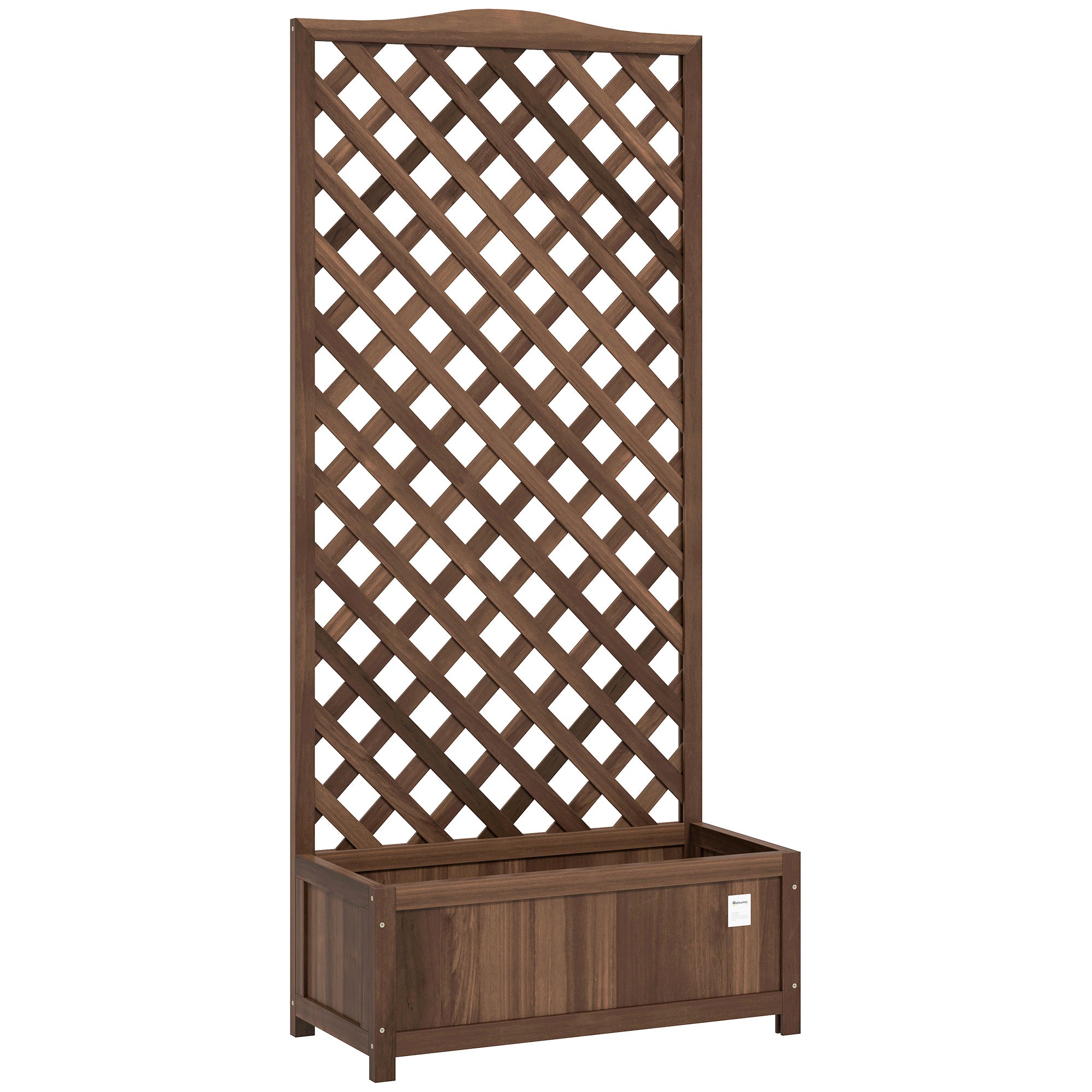 Jardinière avec Treillis bac à Fleurs 76 x 36 x 170 cm Fond à Lattes Bois Sapin pré-huilé marron foncé-0