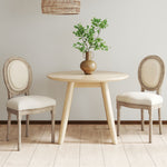 Lot de 2 chaises de Salle à Manger - Chaise de Salon médaillon Style Louis XVI Aspect Lin Crème