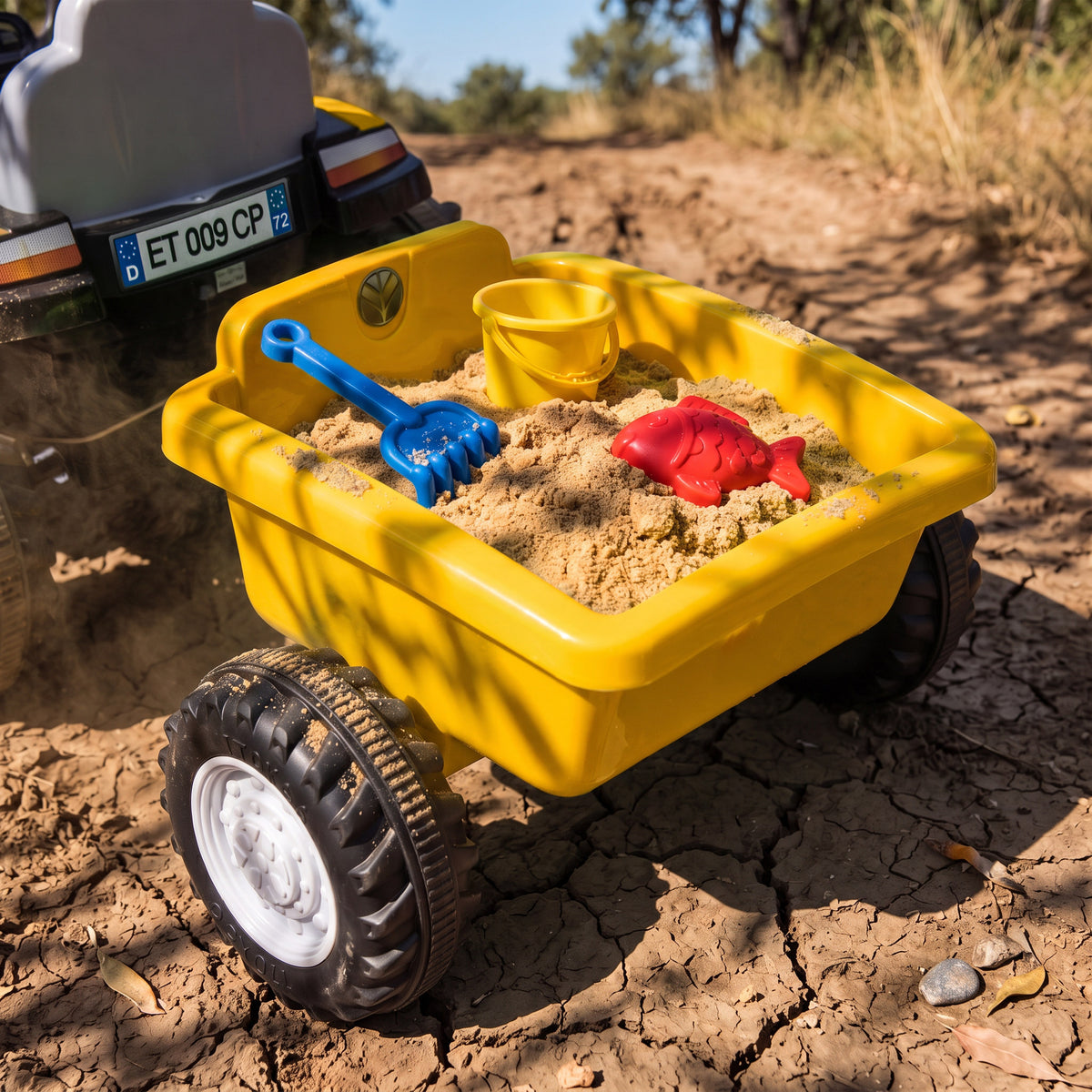Trattore Elettrico per Bambini 6V con Rimorchio Rimovibile, Auto Elettrica per Bambini, Batteria al Litio, 1-3 anni, Giallo
