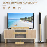 TV-Lowboard für Fernseher bis 50 Zoll, 2 Schiebetüren und 2 Fächer mit Kabeldurchlass - 115 x 40 x 49 cm