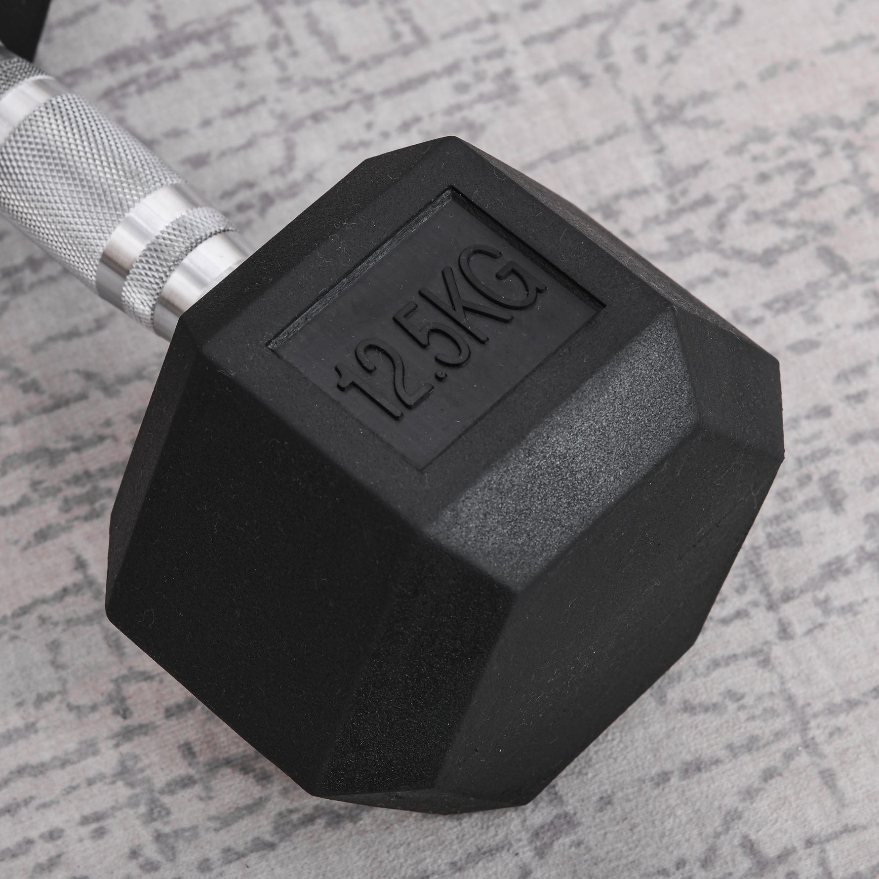 Haltère hexagonal 12,5 kg en fonte caoutchouté pour maison bureau gym à domicile, noir