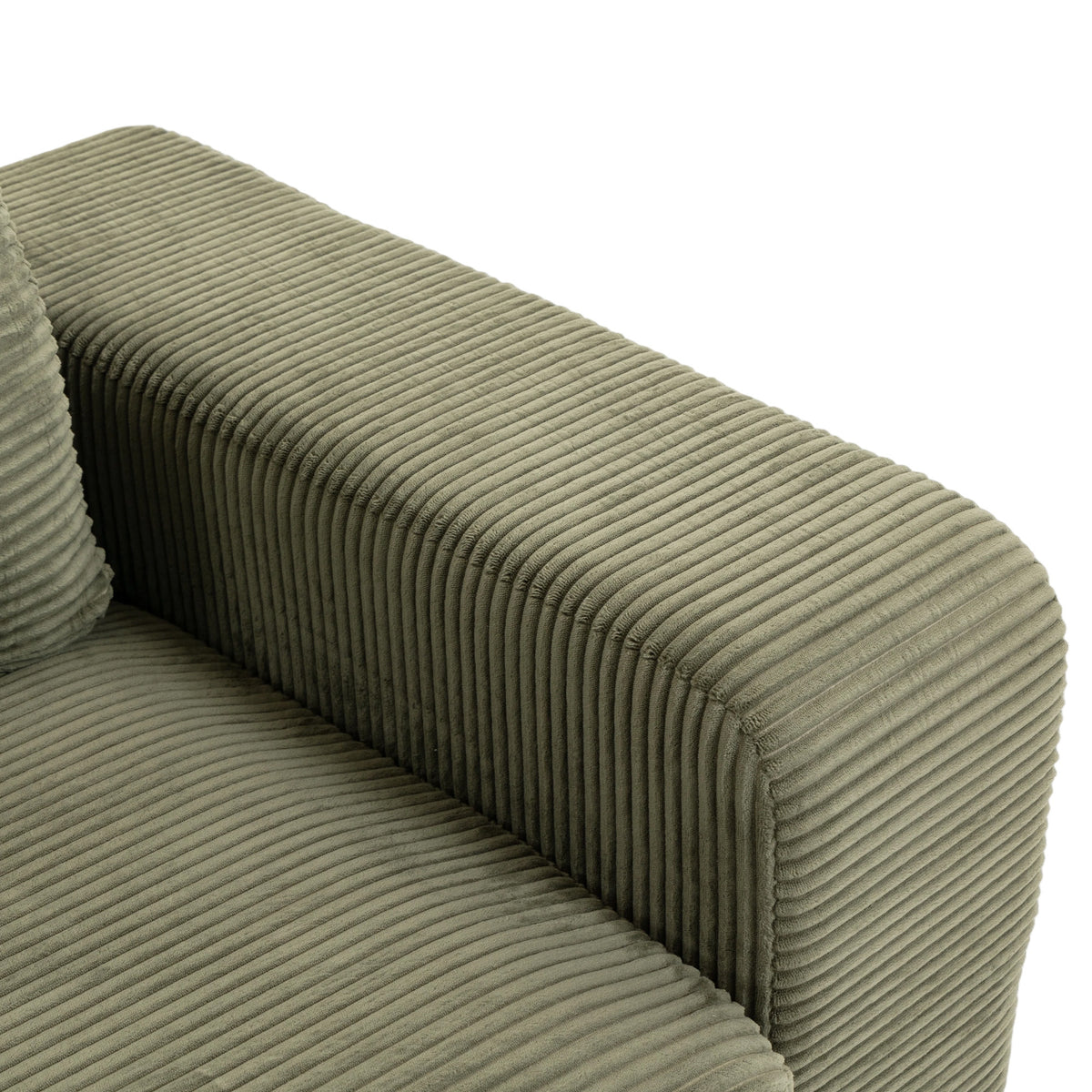 Canapé 3 Places en Velours Côtelé, Canapé de Salon Compressé Moderne 236 cm avec Coussin à Ressorts, Vert-9