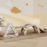 Triangolo da arrampicata 8 in 1 per bambini, arco da arrampicata, rampa bifacciale per arrampicarsi e scivolare, 279 x 80 x 69 cm, grigio