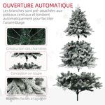 Sapin de Noël Artificiel 180 cm lumineux LED 793 Branches enneigées grand réalisme support en acier pliable Vert