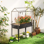 Carré potager sur pieds avec bâche en PVC jardinière surélevée avec roues trou de drainage 100 x 45 x 152 cm noir