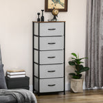 Commode 5 tiroirs meuble de rangement tiroir en tissu pliant - structure acier noir - 45 x 30 x 116 cm gris