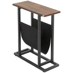 Tavolino da divano con portariviste struttura in acciaio design industriale 49 x 19 x 55 cm nero marrone scuro