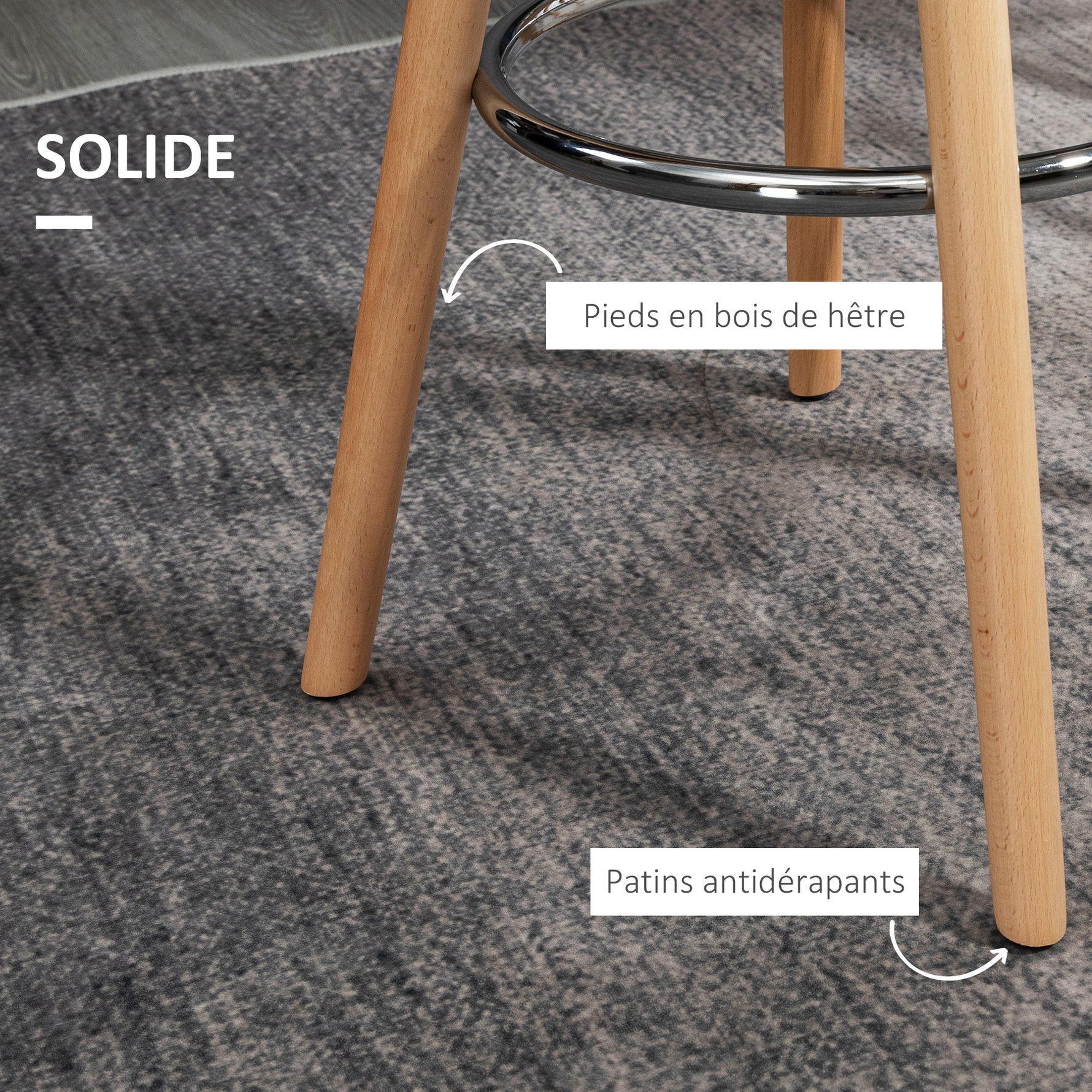 Lot de 2 tabourets de bar, chaises de bar en PU avec dossier et repose-pieds, assise rembourrée 69 cm, pieds en bois, style moderne, tabourets hauts pour cuisine, salle à manger, salon, blanc