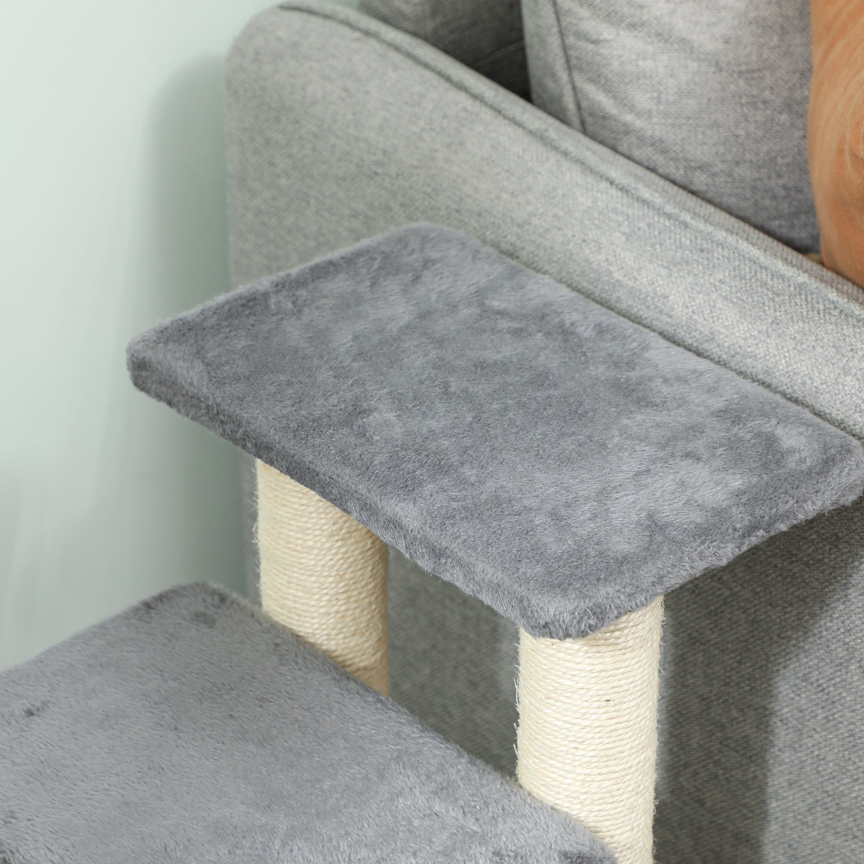 Escalier pour animaux domestiques réglable 3/4 marches échelle pour chat chien griffoirs sisal 70 x 32 x 68 cm gris