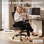 Sedia da ufficio ergonomica, poltrona da ufficio in rete con supporto lombare e poggiatesta regolabili, 64x65x129cm, nero