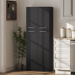 Hoher Küchenschrank, Küchenschrank mit 2 Türen und verstellbaren Einlegeböden, moderner Stil, 59 x 31 x 155 cm, Schwarz