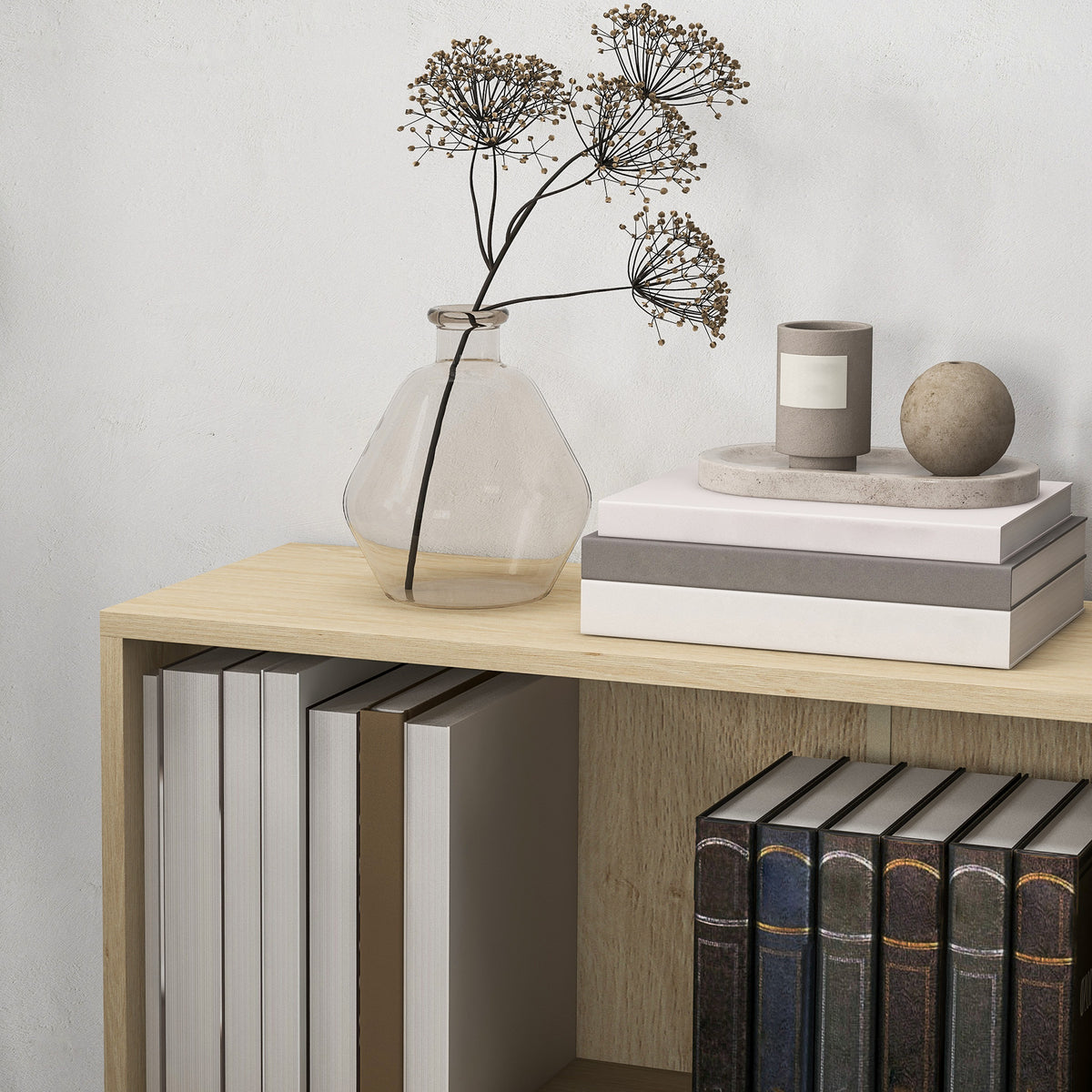 Bibliothèque étagère de rangement avec 2 compartiments et étagère réglable, 60 x 24 x 63 cm, effet bois naturel-7