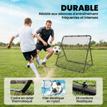 Filet de Rebond Pliable Réglable à 5 Angles avec 24 Cordes Élastiques Filet pour Football, Acier, 120x73x112cm, Noir