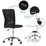 Chaise de Bureau Ergonomique, Fauteuil de Bureau, Hauteur Réglable, Piètement Chromé Noir