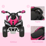 Porteur Enfants SANS Moteur Quad 18-36 Mois dim. 67L x 38l x 44H cm Effets Lumineux et sonores Rose Noir PAS ÉLECTRIQUE