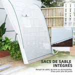 Serre de jardin 1,8 x 1,8 x 2 m avec portes enroulables et grandes fenêtres, serre tunnel de jardin, blanc