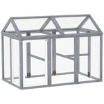 Enclos poulailler 1,18 m², parc grillagé avec porte verrouillables, cadre en bois massif, 140 x 88,5 x 106 cm, gris