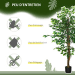 Plante artificielle ficus hauteur 1,50 m tronc branches liane lichen feuilles grand réalisme pot inclus vert