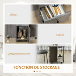 Table de cuisine pliable table à manger pliante 2 plateaux rabattables avec 2 tiroirs 1 placard et 1 étagère de rangement 120 x 60 x 76,5 cm - gris