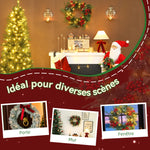 Beleuchteter Weihnachtskranz 60 cm mit 35 LEDs, Timer, 170 Zweigspitzen, Tannenzapfen, Beeren, Stechpalmenblättern, Grün