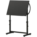 Table à Dessin Inclinable 0°-85°, Bureau à Dessin Réglable en Hauteur avec Rebord Antidérapant, Cadre en Acier, Noir