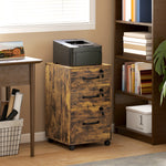 Caisson de Bureau Mobile avec 3 Tiroirs Verrouillables, Caisson de Rangement sur Roulettes, 40 x 40 x 69,5 cm, Marron