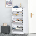 Scarpiera - 3 ante a ribalta e cassetto scorrevole - dim. 62L x 24P x 135A cm Bianco