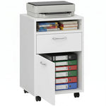 Caisson de bureau rangement bureau sur roulettes tiroir placard niche panneaux particules blanc