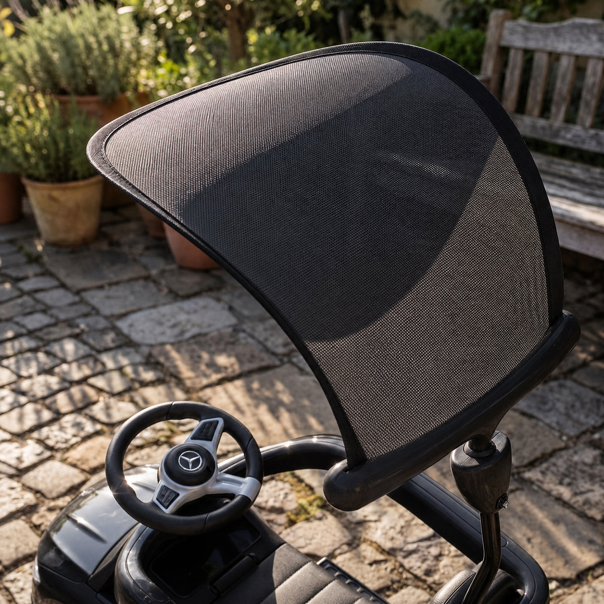 Cavalcabile per bambini 3 in 1 Mercedes-Benz con licenza, protezione, vano portaoggetti, clacson, 83x40x90 cm, nero